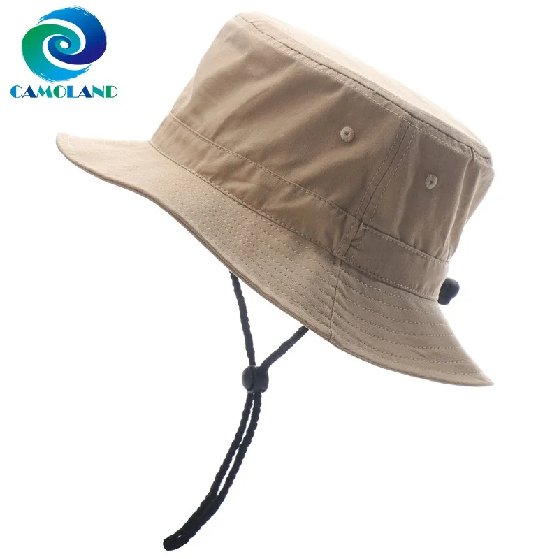 

CAMOLAND Summer UPF50+ Sun Hats For Women Men Cotton Bucket Hat Outdoor Male Hiking Hat Wide Brim Female Fishing Caps