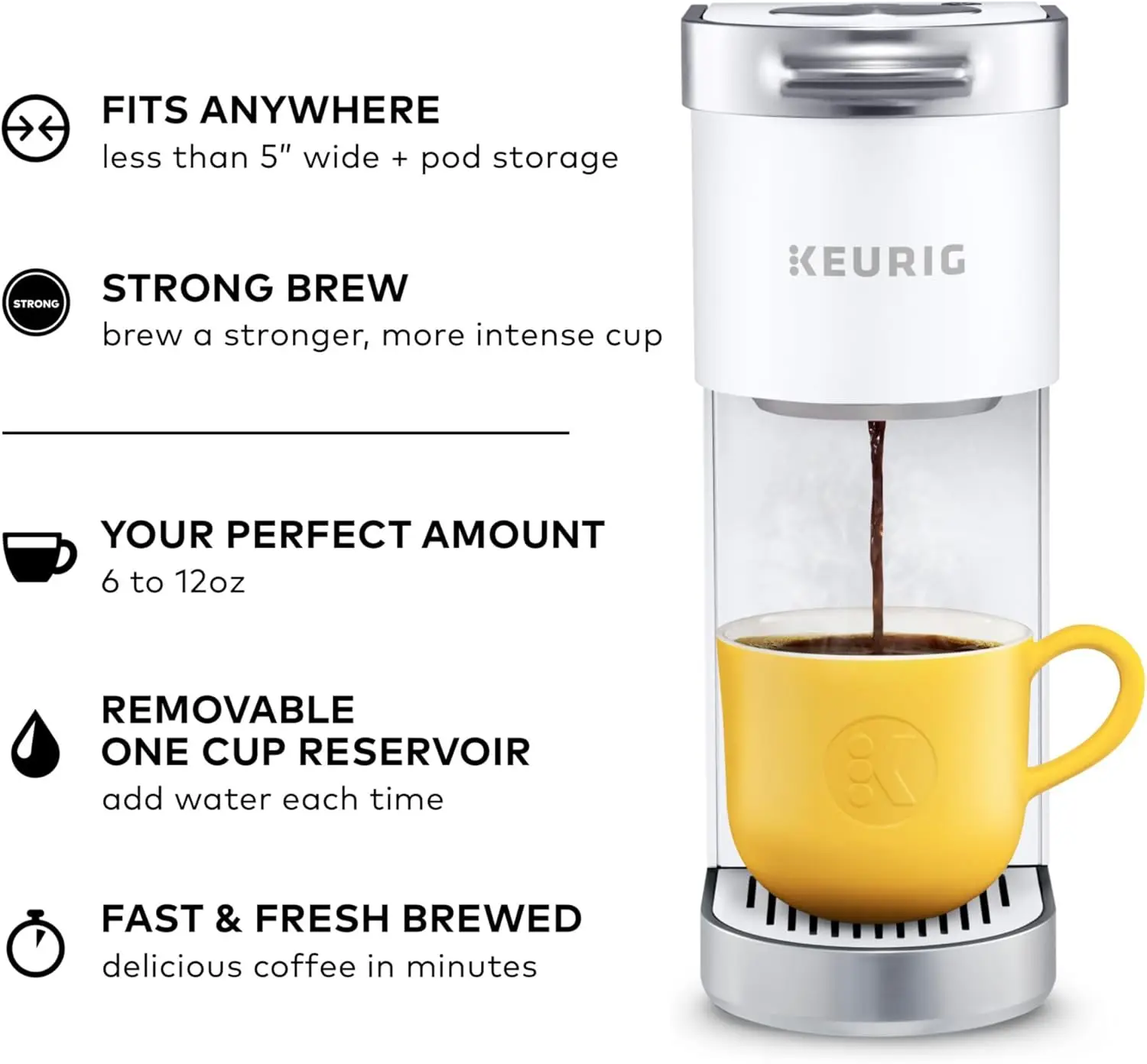 NEW K-Mini Plus Single Serve K-Cup Pod Coffee Maker, Matte White 2