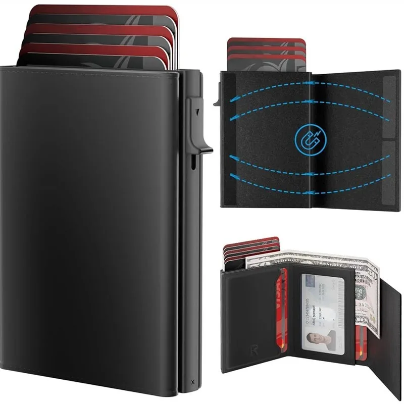 Sleek Anti-Theft RFID Protection Smart Wallet with Aluminum Cardholder