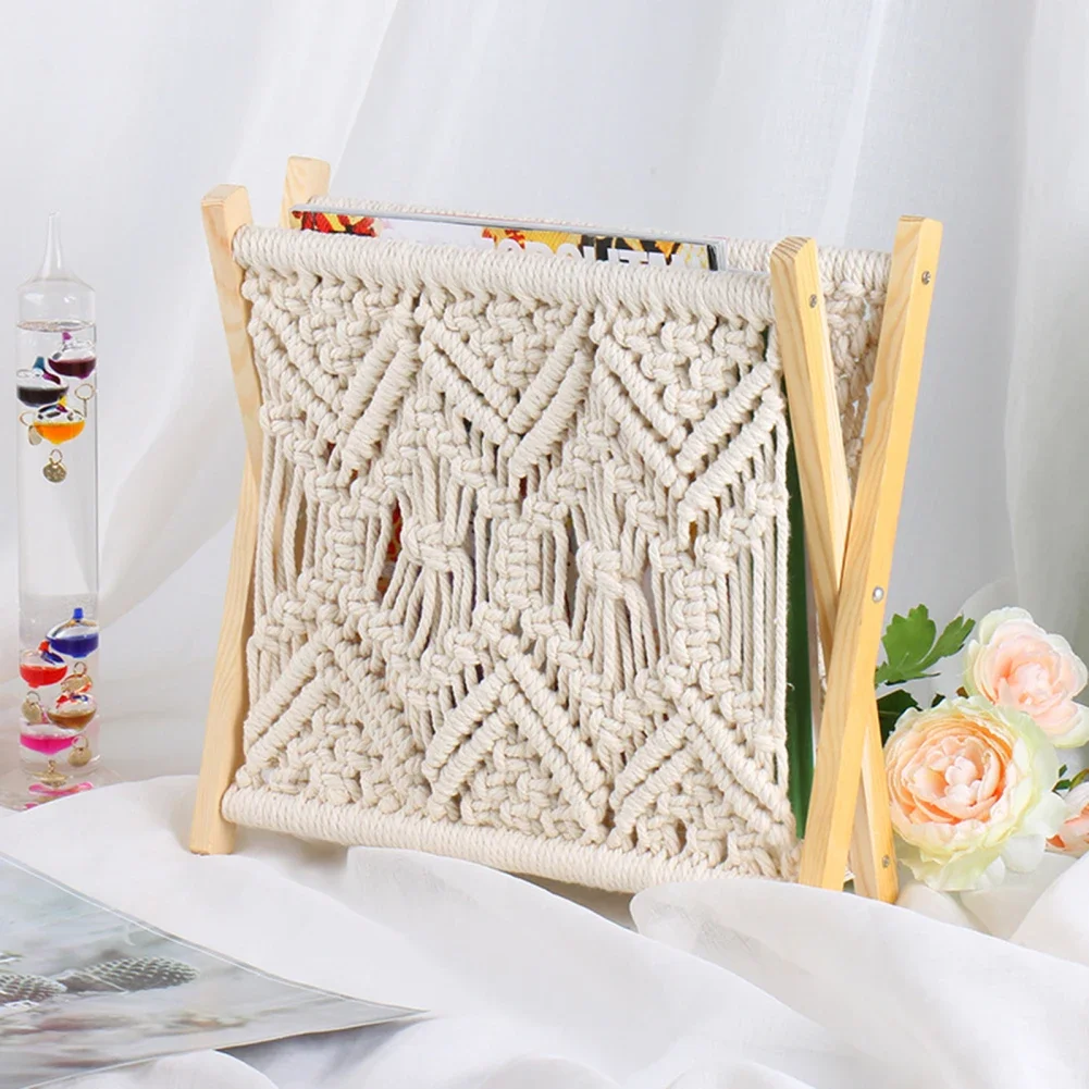 

Cotton Rope Woven Magazine Storage Rack Office Furniture Book Newspaper Rack Floor Storage Holder Magazine Racks