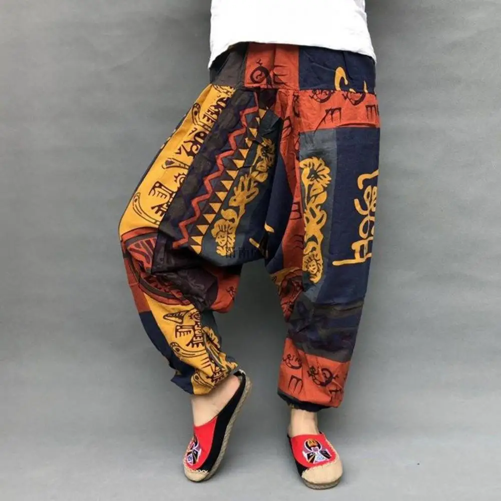 

Men Trousers Cool Pantalones Lantern Pants Oversized Women Trousers Colorful Print Women Men Bloomers Male Clothing