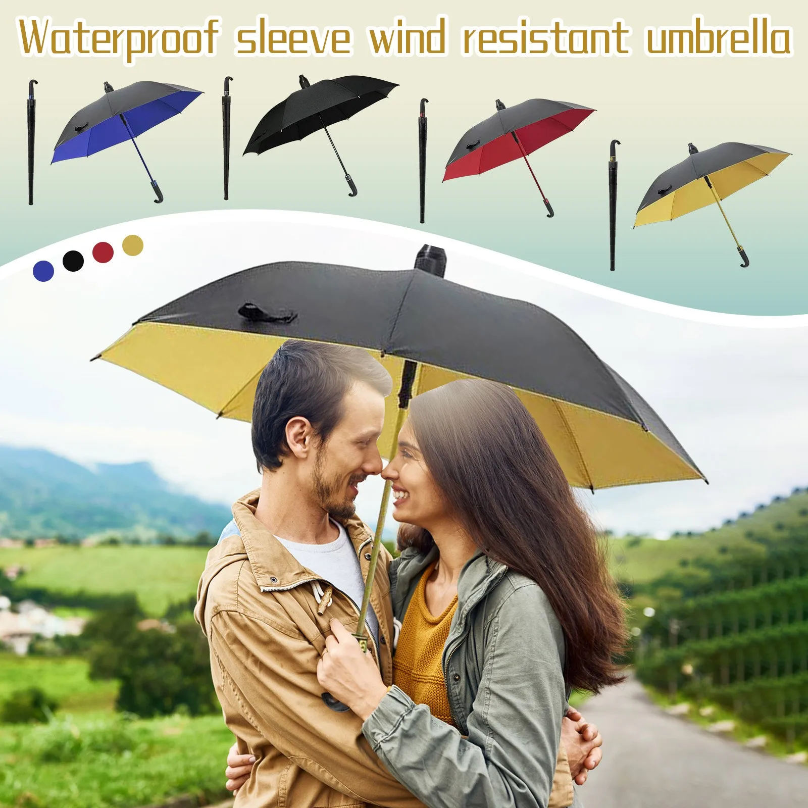 125cm umbrellas With Waterproof Cover Enlarged Portable Long Handle With Curved Hook, Automatic sun umbrella Rain umbrellas