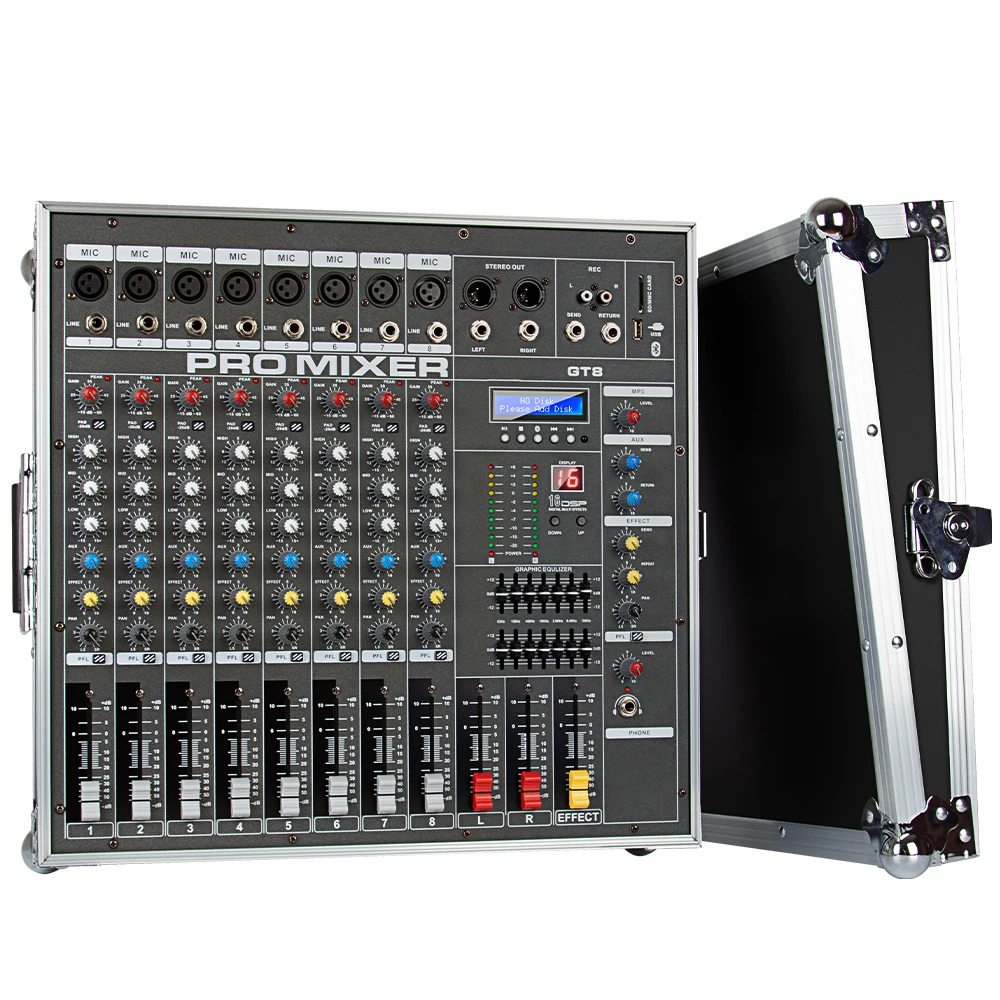 

Biner GT8 Professional Digital Mixer with16 Types of Digital Effect Processing 8 Channel Audio Power Amplifier