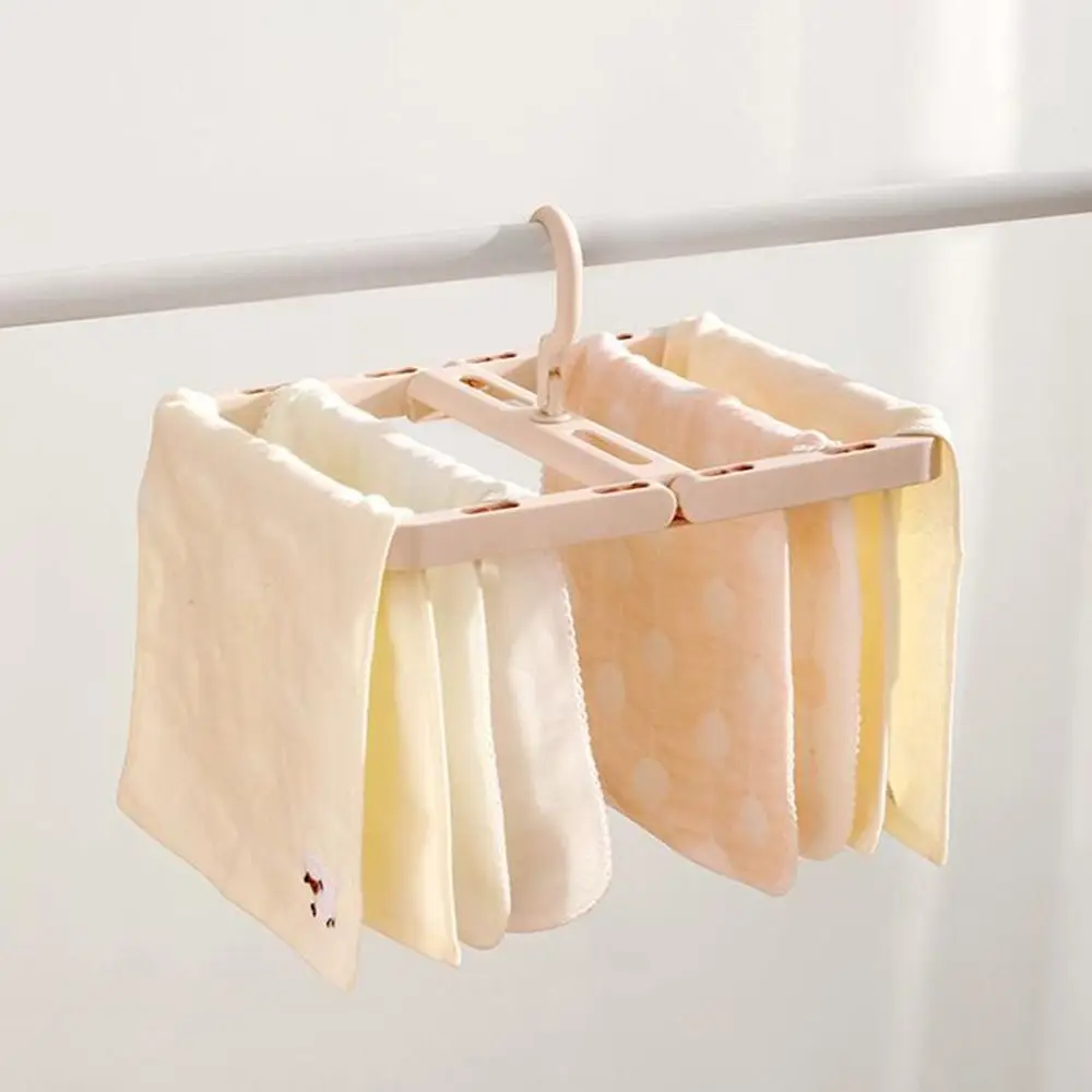 Portable 10/20 Clips Collapsible Clothes Drying Rack Plastic Windproof Sock Drying Clip Space Saving Hanging Drying Rack Clothes