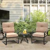 3 Piece Patio Furniture Outdoor Bistro Set Metal Action Lounge Cushioned Chairs and Bistro Round Table Set, Wrought Ir 1