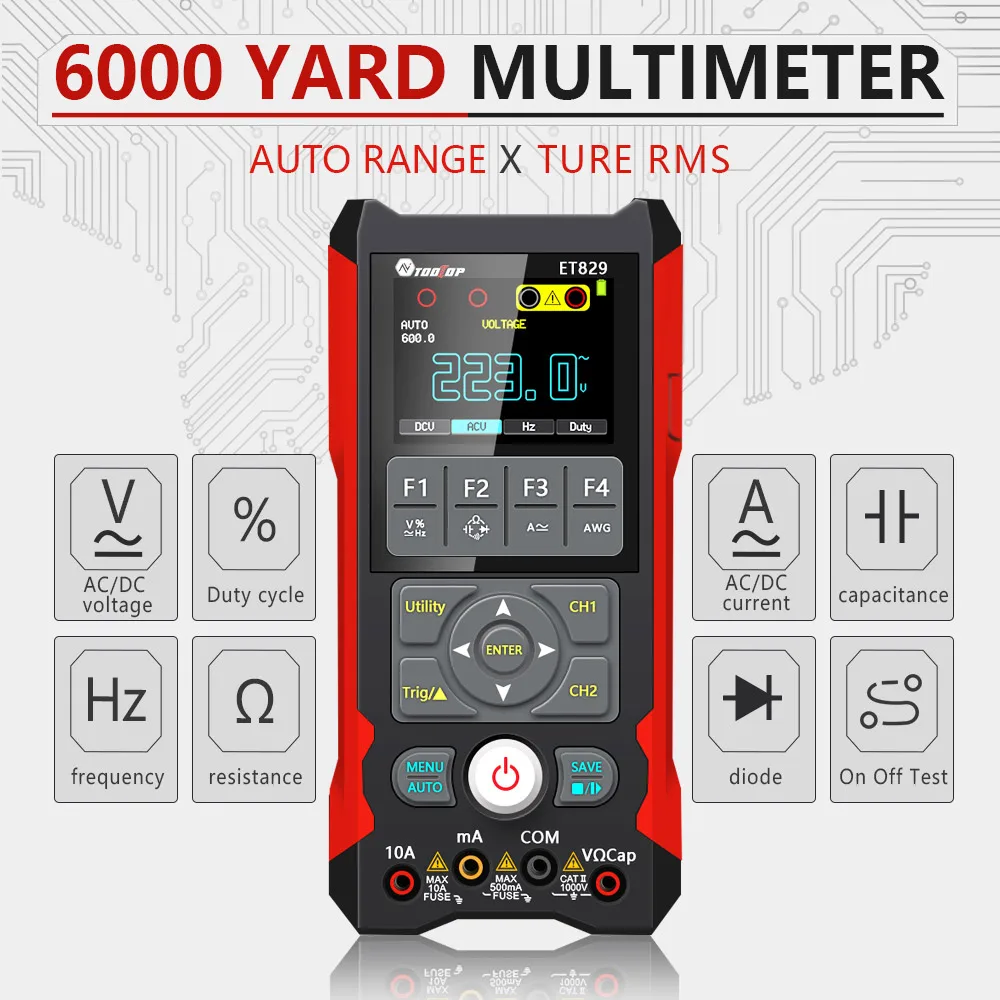 ET829 2 Channel 80MHz Digital Storage Oscilloscope Multimeter Signal Generator 3