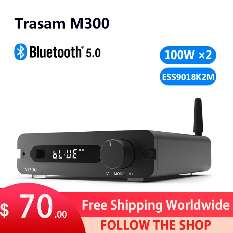 

Trasam M300 DAC Bluetooth Amplifier ESS9018K2M Stereo Hi-Fi Home Theater Amplifier 32Bit/192kHz Class D Mini Power Amp 100W x2