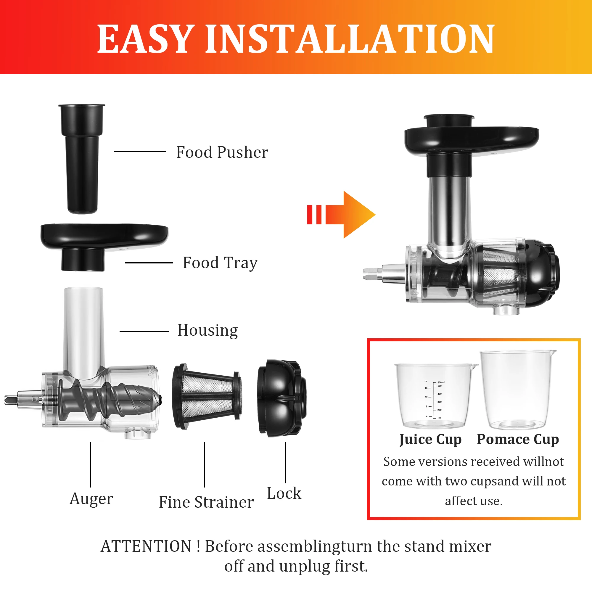 KitchenAid KSM1JA Juicer or Juice Extractor/Sauce Attachment for Stand  Mixer for sale online