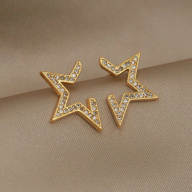 New Design Crystal Star Stud Earrings Fashion Brand Jewelry Zirconia Flower Earrings for Women Party Accessories - Image 3
