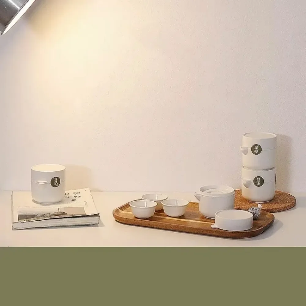 1 Set Portable Travel Kung Fu Tea Set Plastic Disposable Teapot Teacup Organizer Outdoor Portable Teapot (Tea Not Included)