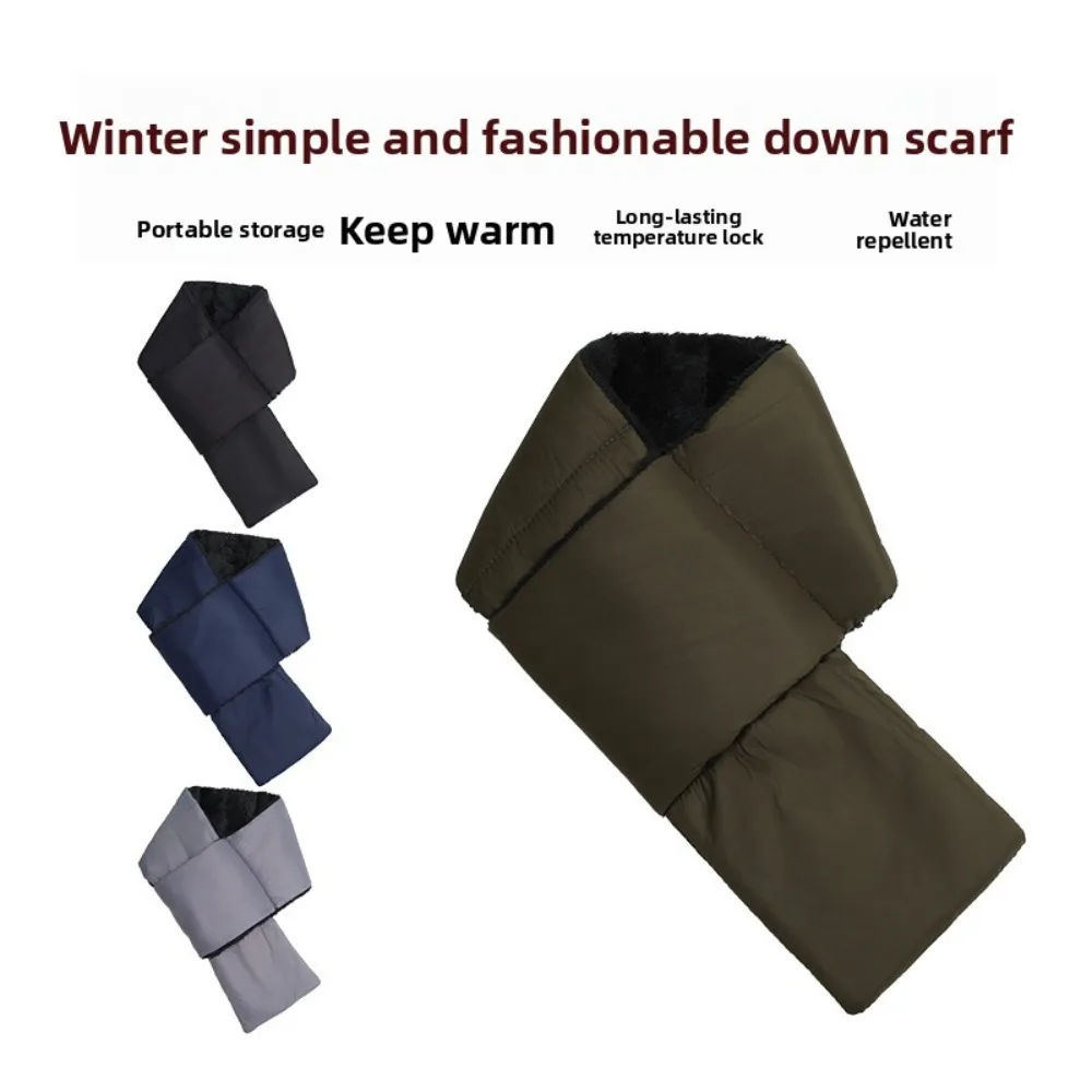 Gemütlicher Winterschal für Damen und Herren, mit Daunenfedern und Fleece gefütterter Schal, dicker Plüsch-Halswärmer, winddicht, modisches Accessoire für kaltes Wetter – Detail 15