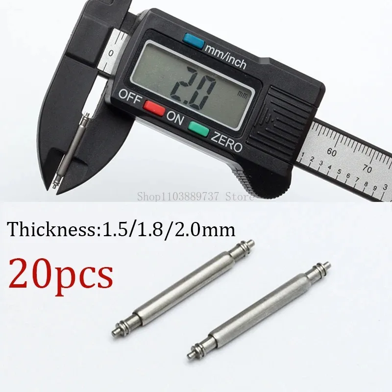 15-Piece Stainless Steel Watch Band Spring Bar Set - 2.0mm Diameter and Thickness