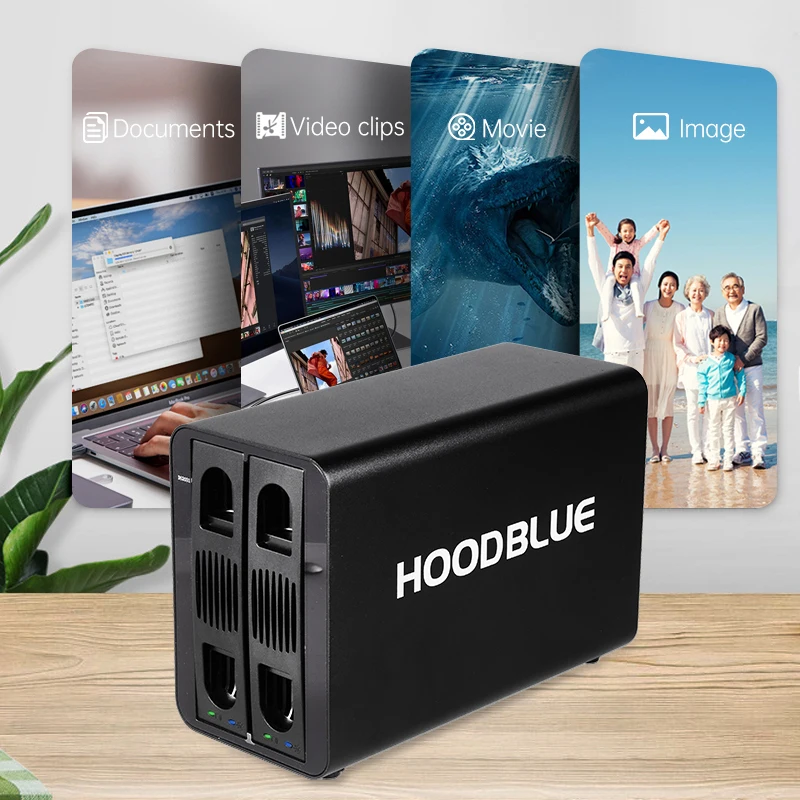 【3년 보증 번들】Hoodblue DS2030 듀얼 베이 USB 3.0 하드 드라이브 인클로저는 RAID 60TB 대용량 외장 스토리지를 지원합니다.