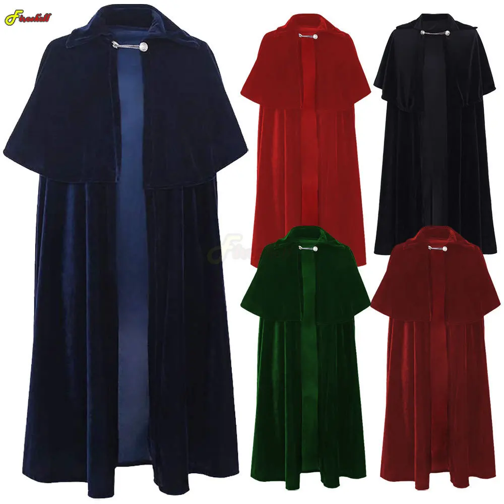 

Renaissance Warrior King Medieval Cloak Retro Gothic Knight Stage Ghost Devil Wizard Vampire Costume Cosplay Priest Trench Cape