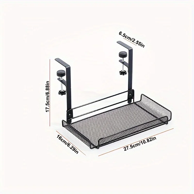 1 storage rack, 2-in-1 cable management bracket under the desk, no drilling, cable hanging organizer suitable for office desks
