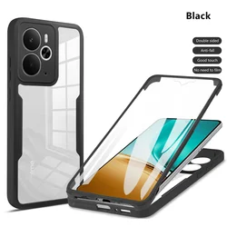 Full Body Protection Shockproof Case with Built - in Screen Protector - Clear Protective Cover (Black)