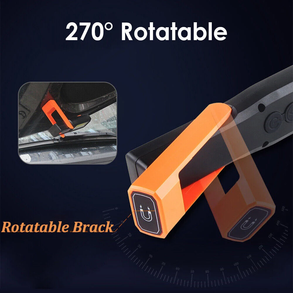 Portable LED Work Light COB Magnetic Flashlight Super Bright Mechanic Car Emergency Light Rechargeable Magnetic Warning Lighting