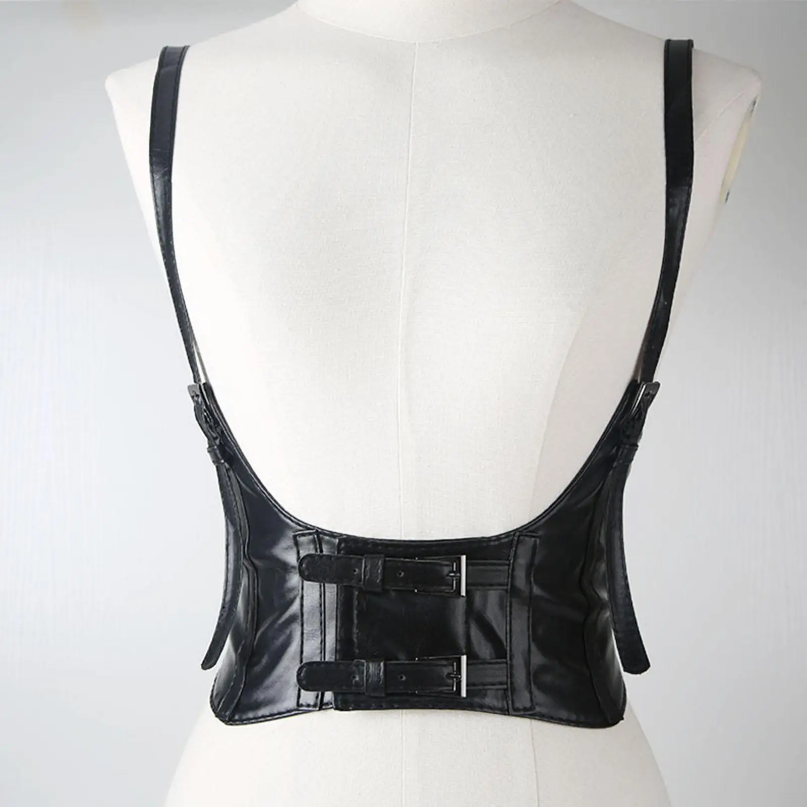 Women\'s Waist Belt Underbust Corset PU Leather Adjustable Punk Cummerbund Corset Wide Belt Dress Costume Waistband Cincher