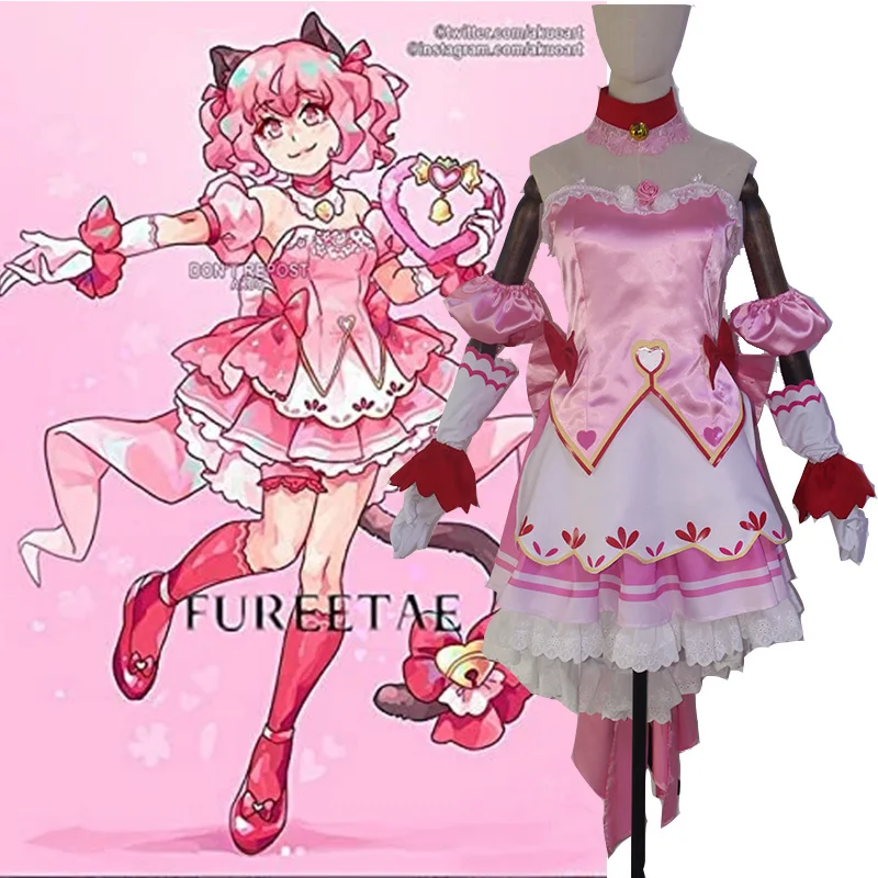 

Tokyo Mew Mew Ichigo Momomiya Flounce Puffy Dress Cosplay Costume with Tail Ears Customize