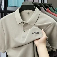 Polo homme 2026 à manches courtes, imprimé lettres, en 100% pur coton, confortable, respirant et décontracté pour l'été 2
