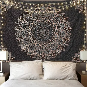 Superbe tapisserie de Mandala noir, décoration murale esthétique, améliore n'importe quelle pièce, spécial Eid Mubarak, décoration artistique pour la maison 1