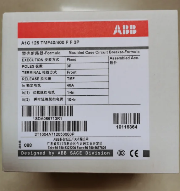 

Original ABB Molded Case Circuit Breaker A1C1C125 TMF40/400 FF 3P