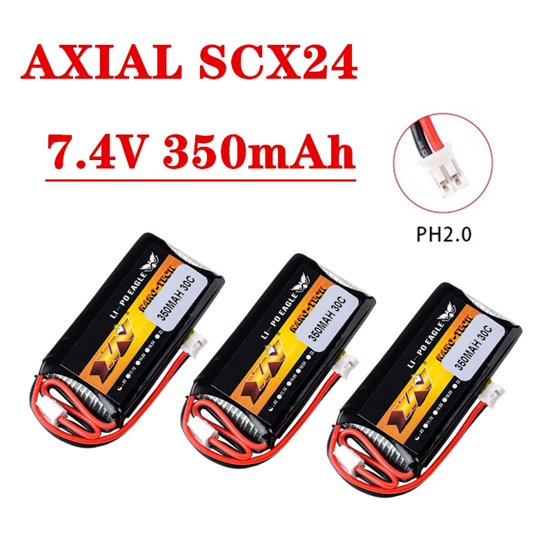 Hj 2s 7.4v 350mah Lipo Battery For Axial Scx24 90081 C10 1/24 Remote