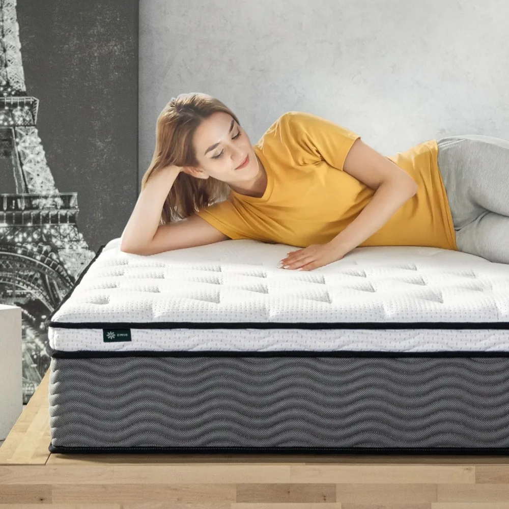 

12 Inch True Support Hybrid Mattress [New Version], King, Fiberglass Free, Medium Feel, Motion Isolation, Mattress in A Box