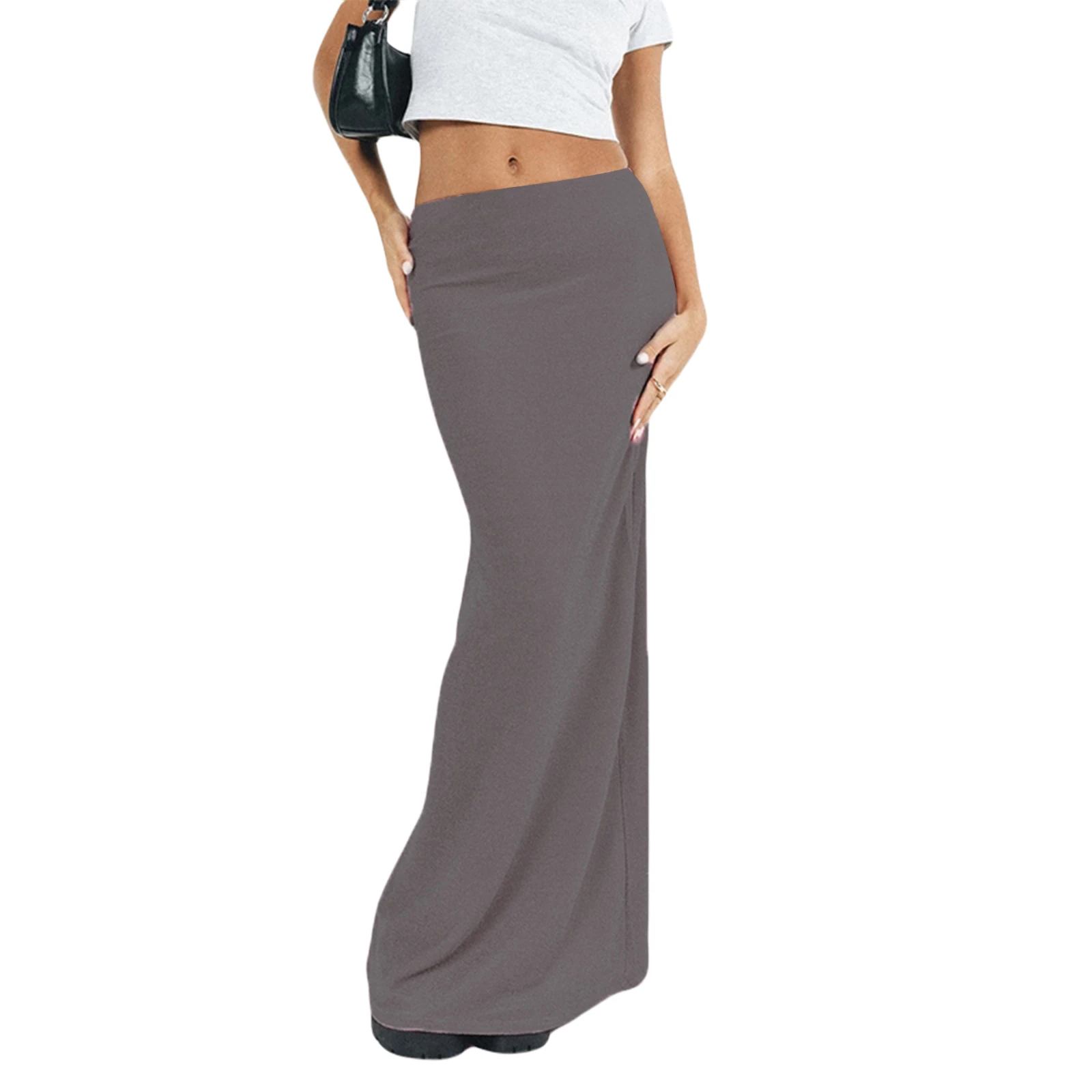 

2023 New Women's Basic Half Length Tight Long Skirt Mid Waist Solid Color Beauty Midi Skirt Streetwear