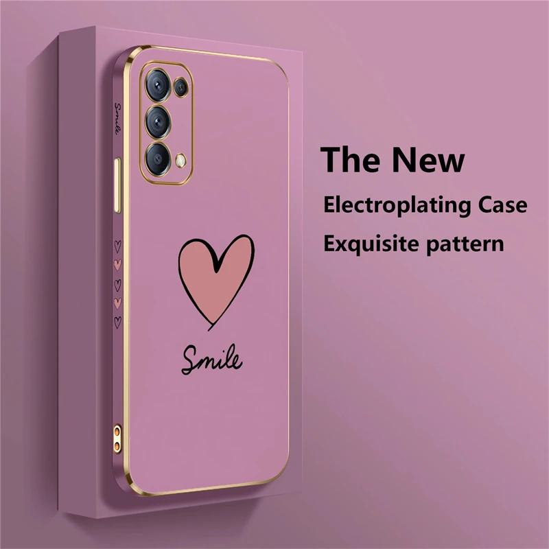 Luxury Plating Love Heart Soft Phone Case with Camera Protection Cover