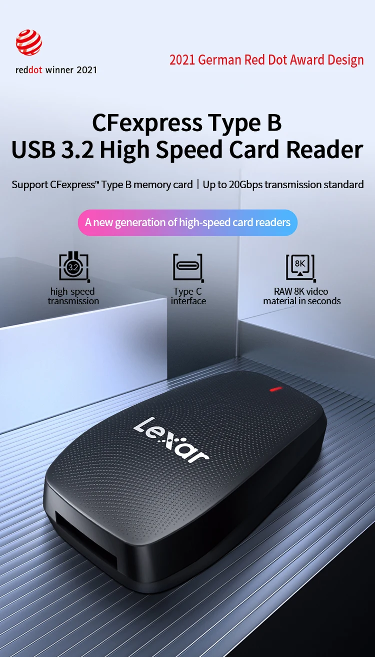 렉사 카드 리더 프로페셔널 CFexpress 타입 B USB 3.2 Gen 2x2 카드 리더 RAW 8K 노트북 액세서리 멀티 스마트 CF 리더