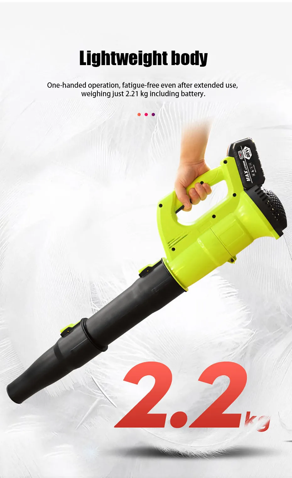 Cordless Leaf Blower Battery Powered Leaf Blower Multi-Function Dust Blower Ligh