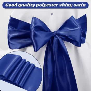 10 pièces ceintures housse de chaise dos cravate satin arcs ruban pour mariage anniversaire remise des diplômes cérémonie de fiançailles événement fête Banquet 1