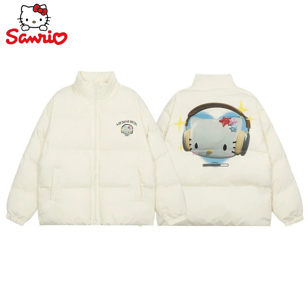 

Sanrio Hello Kitty Stuff Women's Cotton Padded Clothes Winter Girly Anime Cartoon Sweet Thickened Warm Loose Stand Collar Jacket