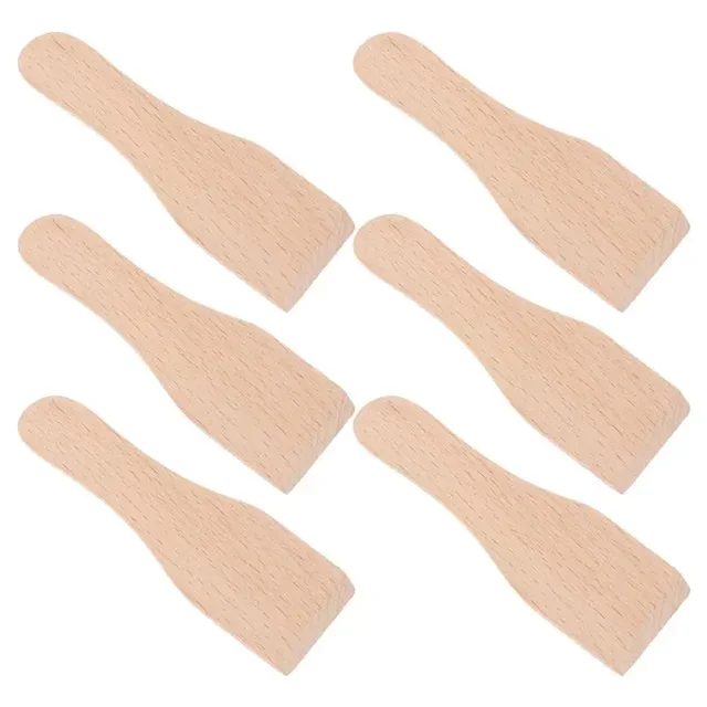 Espátulas de raqueta de madera de 6 uds, mini espátula raspadora de 5 pulgadas para pastel de panqueque de queso, utensilios de cocina