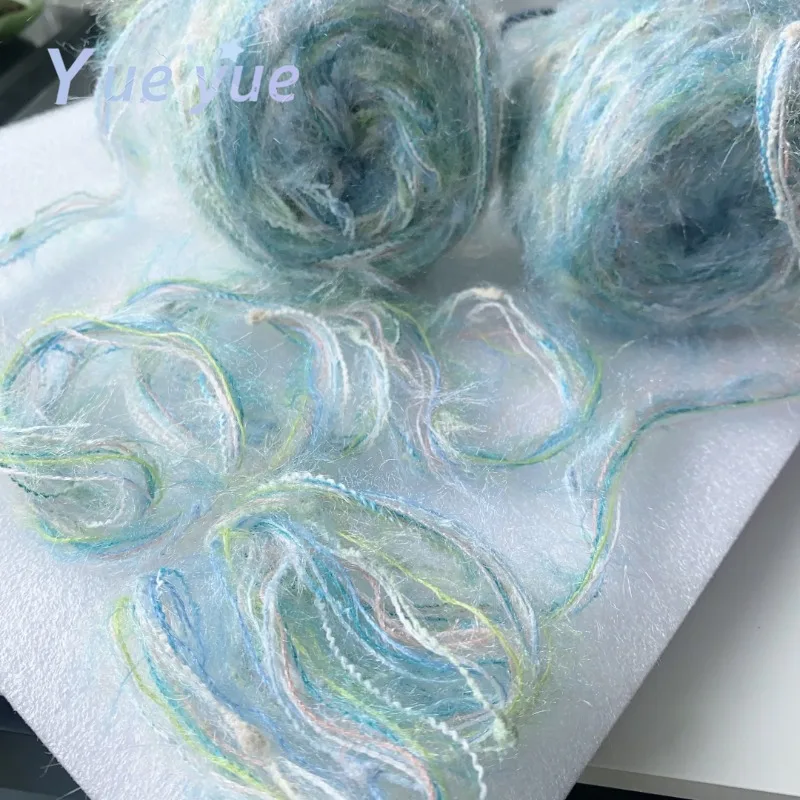 Sparkling Oil Painting Cake Thread 50g-Gradient Sparkling Mixed DIY Scarf, Bag, and Hairpin, Thick and Gorgeous Braided Thread 6