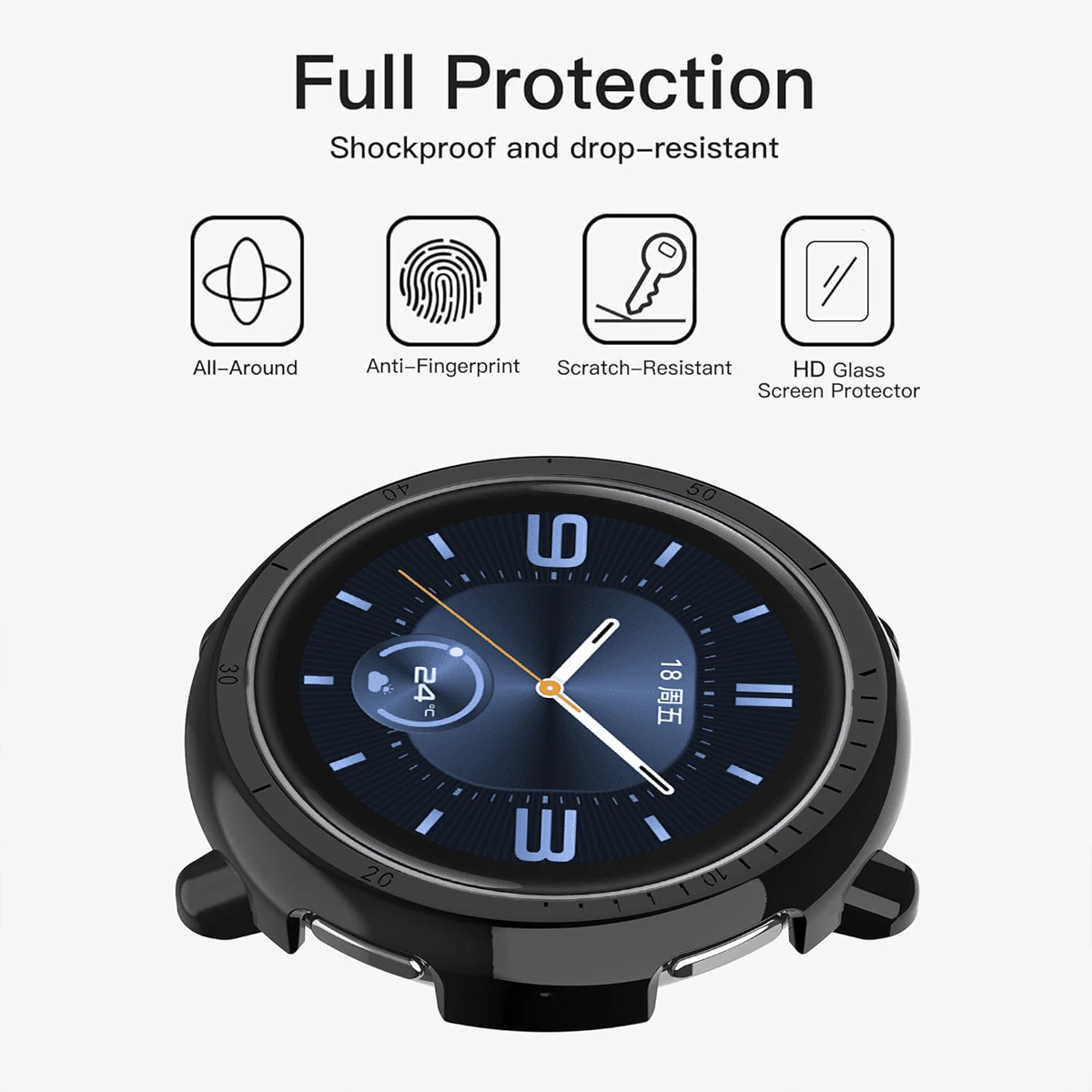 Amazfit Active 2 (A2437) 용 PC 중공 케이스 Huami Amazfit Active2 Shell 용 보호대 Samrt 시계 스트랩 베젤 링 커버 범퍼