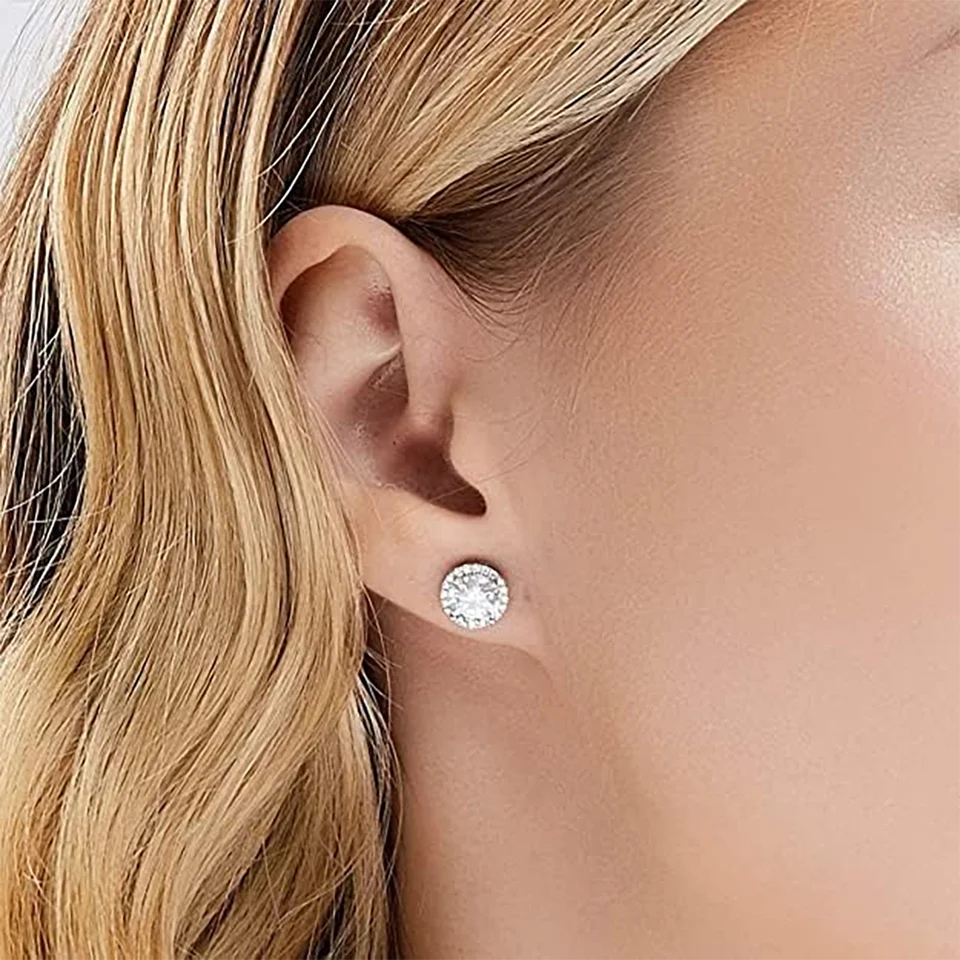 Moissanite Round Earrings 0.5CT Sterling Silver Jewelry