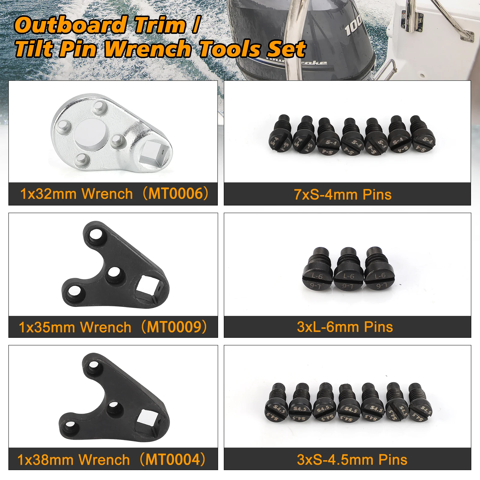 Outboard Trim Tilt Pin Wrenches Set Professional Durable Repair Parts MT0004 MT0006 MT0009 Marine Tech Tools For Yamaha Suzuki