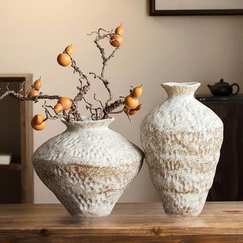 Ceramic Vase Wabi Sabi Style Vintage Vase for Home Decor, Zen Buddhist Decor, Oriental Flower Arrangement Vase for Living Room 1