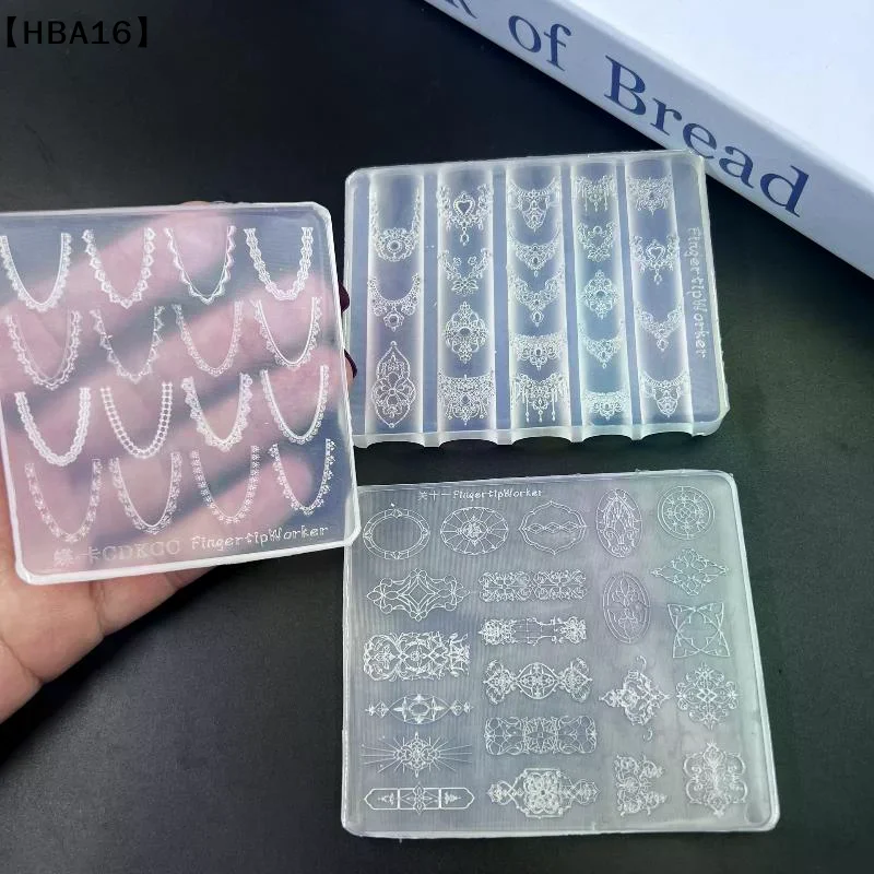 3D 실리콘 네일 아트 몰드 유럽 스타일 복고풍 패턴 레이스 디자인 장식 DIY 투명 매니큐어 템플릿