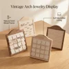87757-c44aa2.jpg 1 pièce Présentoir à bijoux en bois pour boucles d'oreilles, bagues et cadres photo, avec plateau de rangement en velours, accessoires de présentation pour comptoir de magasin