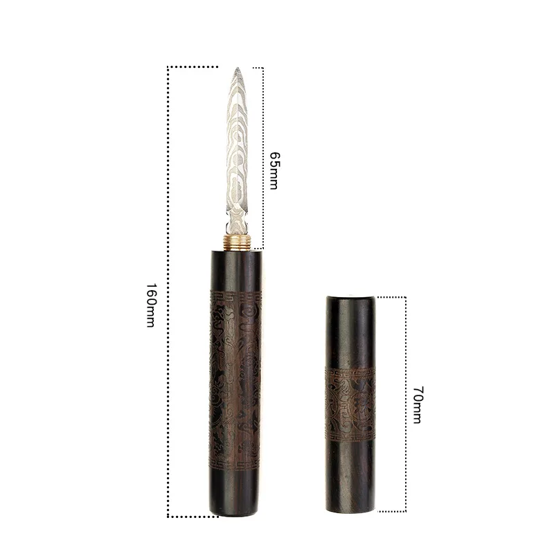 Stainless Steel Ebony Chinese Puer Tea Needle Cutter Damascus Knife 1Pc tea cutter tea needle set tea making tools