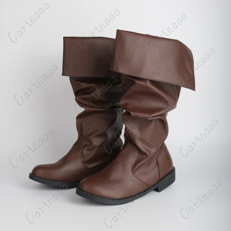 Medieval Men Knight Prince Cosplay Gothic Retro Punk Leather Boots Halloween Carnival Stage Party Props Shoes Elf Vintage Boot