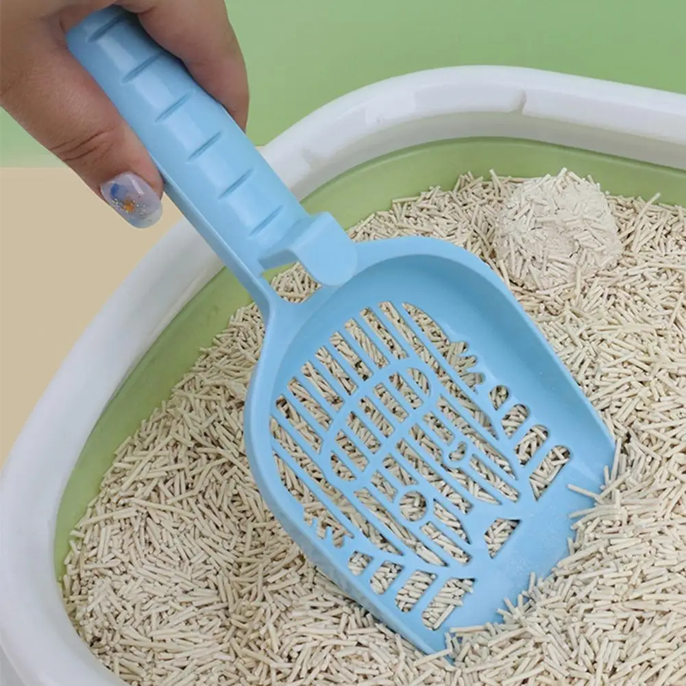 Pala Per Lettiera Per Gatti Con Contenitore - Design Curvo E Inclinato, Per Una Pulizia Facile E Igienica (Blu)