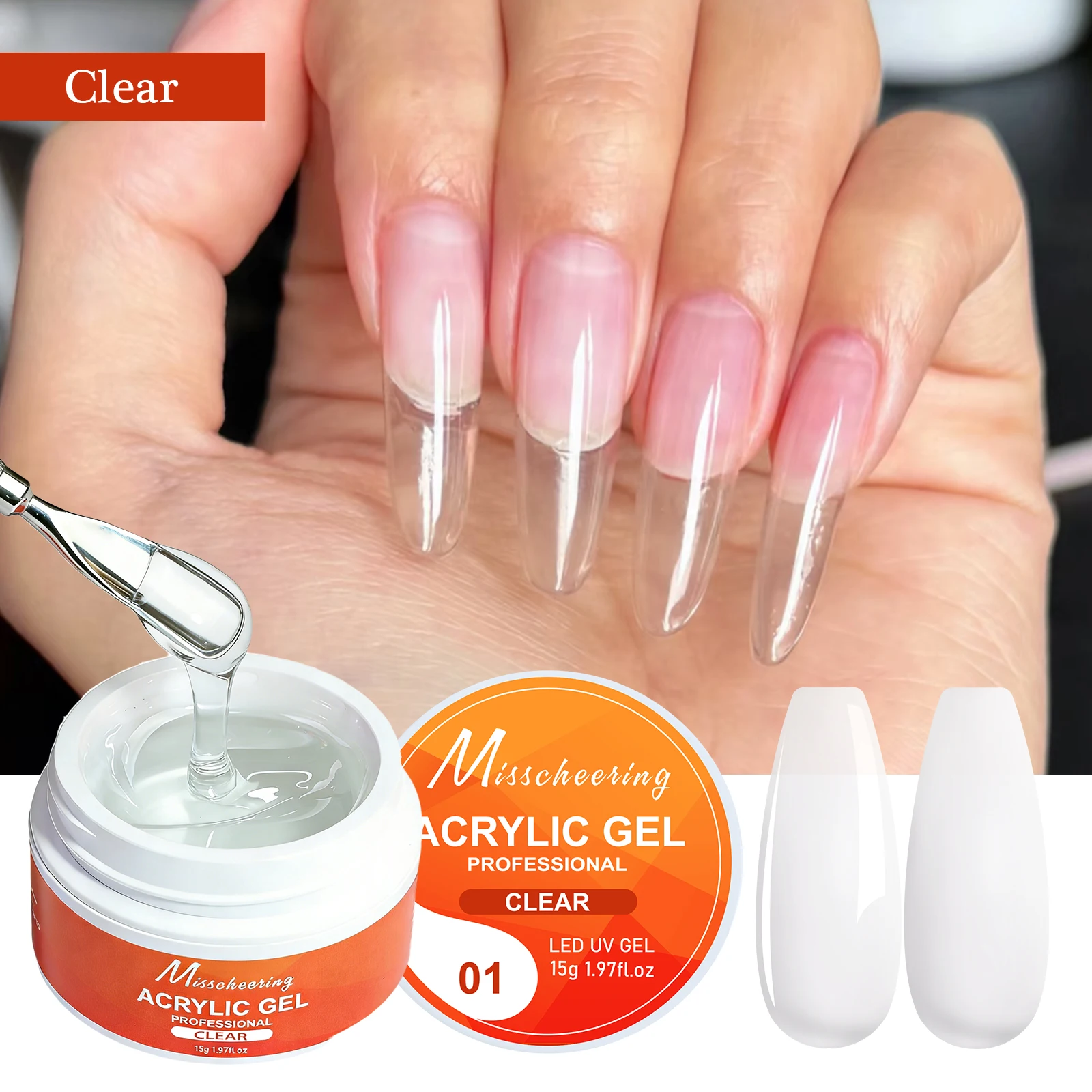 15g Solid Builder Gel Cured Builder Nagelgel Acryl Kristall Nagelverlängerungsgel Quick Builder Nagelgel Rosa Klar UV LED Gel – Detail 10