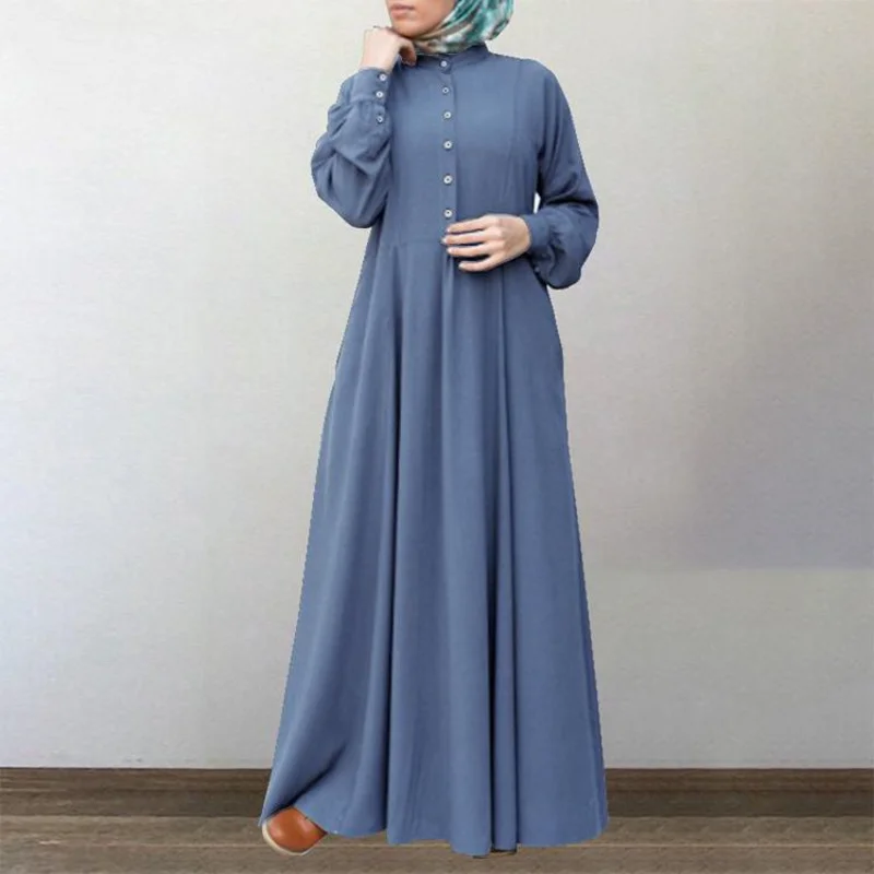 Casual Retro Abayas for Women, Round Neck, Big Swing, Ramadan, Muslim Abayat, Middle East, 2023