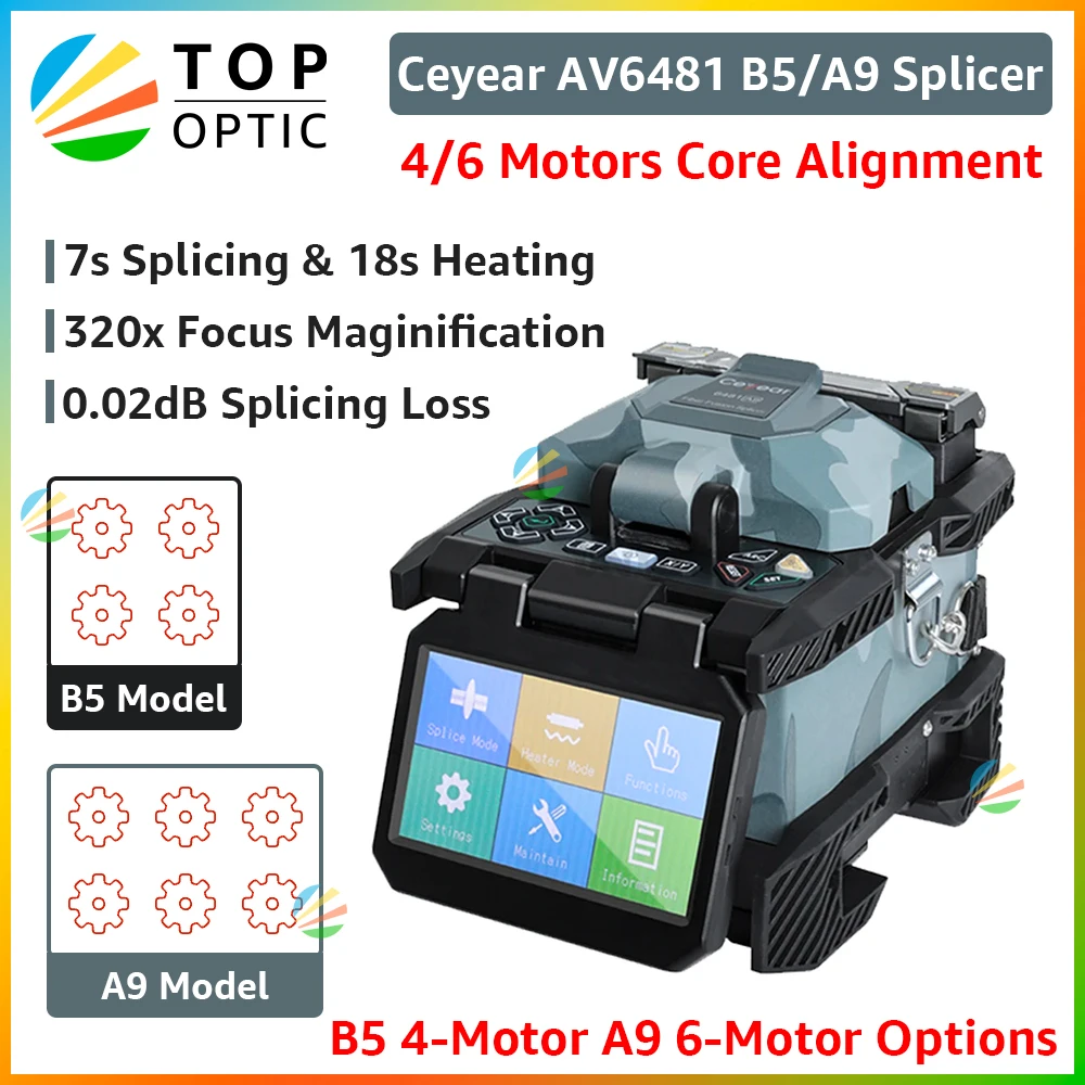 

Av6481 B5 Optical Cable Pigtail Fiber Fusion Splicer Machine A9 Six Motor Automatic Fusioner