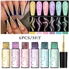 MEET ACROSS 6Pcs/Set Sparkly Reflective Line Gel Nail Polish Glitter Superflash Nail Art Liner Gel DIY Painting Drawing Gel Kit 2