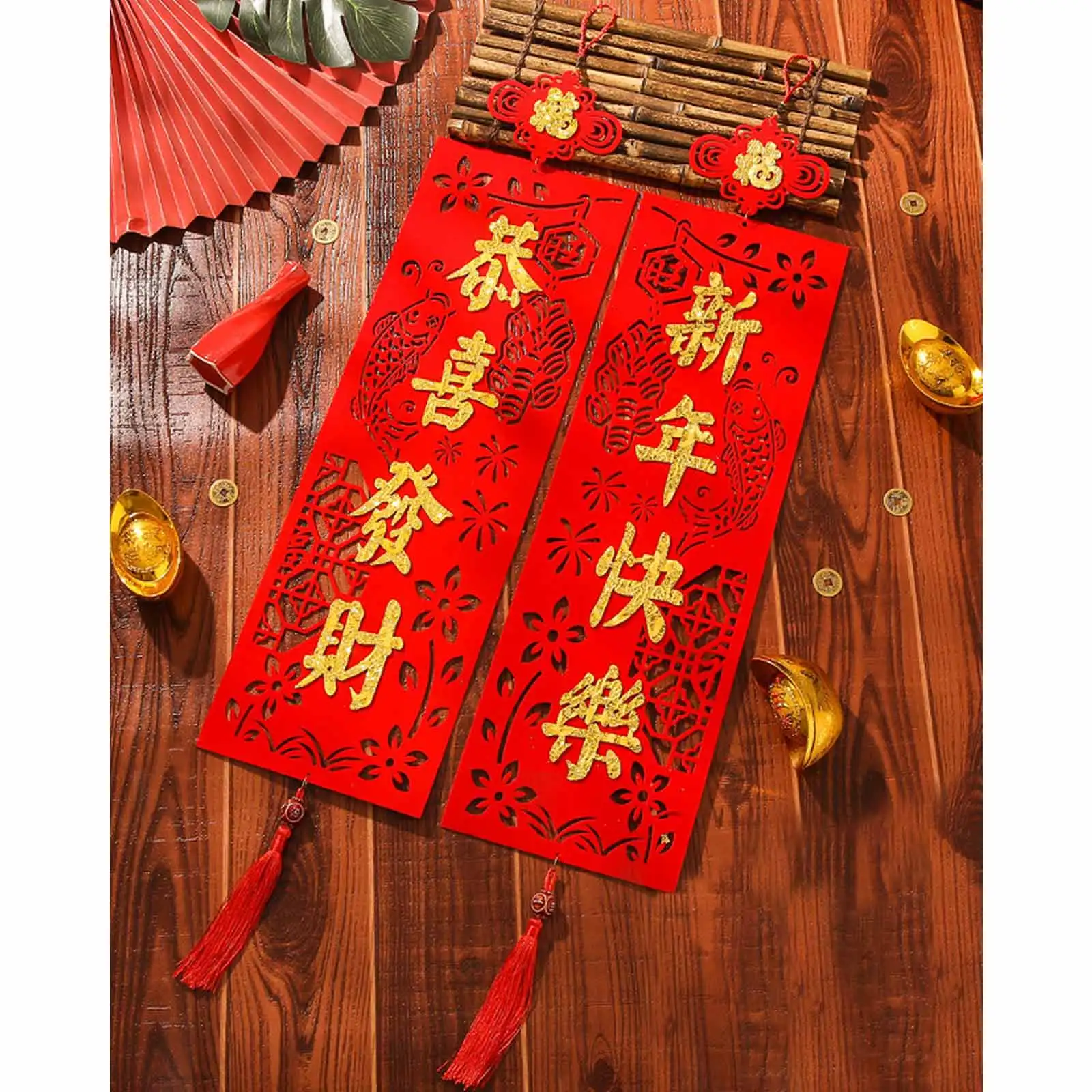 

Chinese New Year Couplets in 2024 Fabrics Door Hanging Sign Banner Traditional Decorations for Home Spring Festival Decor